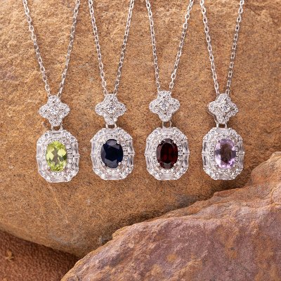 Natural Citrine and Amethyst Gemstone Necklace for Women With S925 Sterling Silver Pendant Natural Citrine and Amethyst Gemstone Necklace for Women With S925 Sterling Silver Pendant